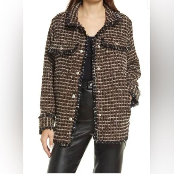 Blank NYC Retrograde tweed jacket and asymmetrical mini skirt matching set. - Picture 5 of 15